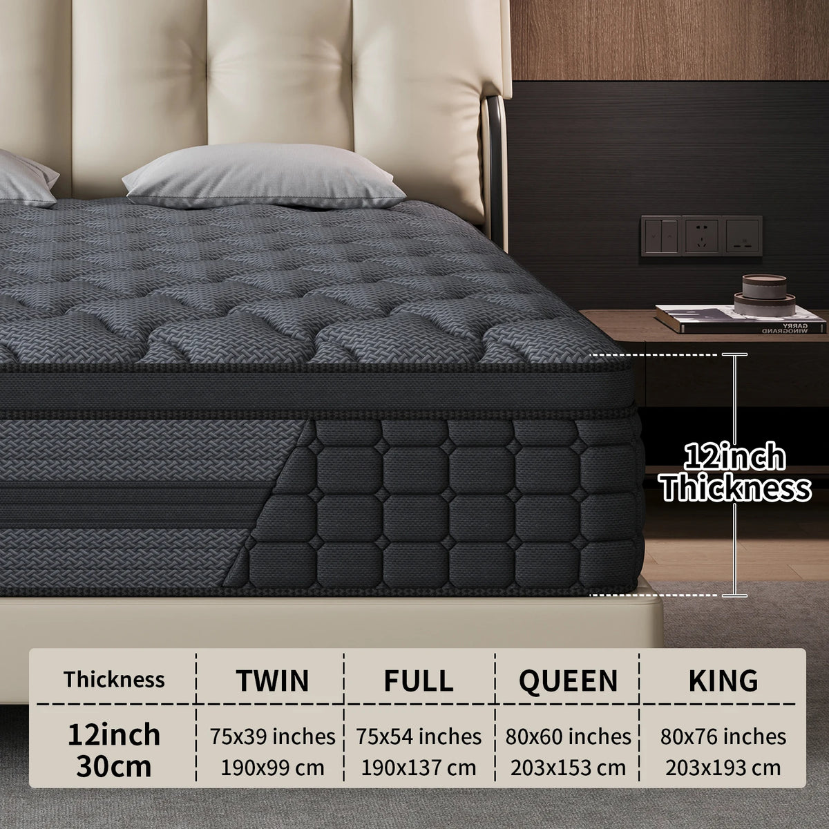 Queen King Mattress 12 Inch 14 Inch Twin Full Superior Firm Hybrid Mattress In A Box - Euro Top Luxury Mattress-Gel Memory Foam And Innerspring Hybrid Mattress For Motion Isolation, Edge Support