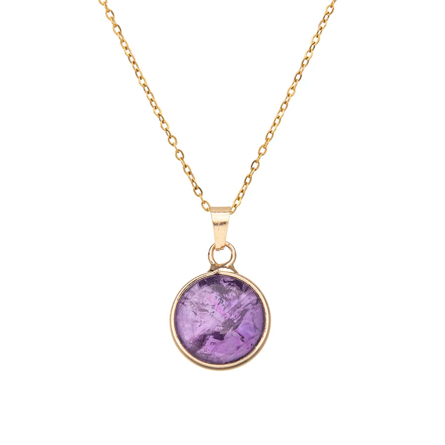 Premium Unisex Stainless Steel Adjustable Agate Pendant Necklace With Natural Crystal Gemstone