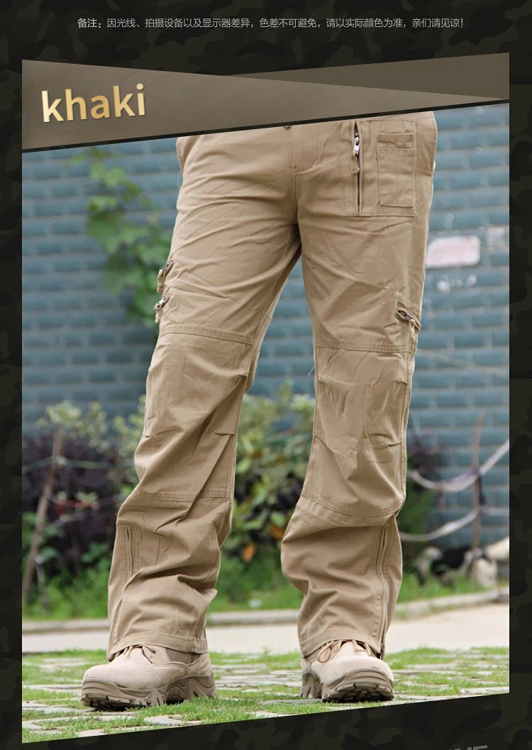 2026 Men's Cargo Pant Cotton Outdoors Tactical Pant Men Vintage Camo Green Work Many Pocket Cotton Camouflage Black Trouser