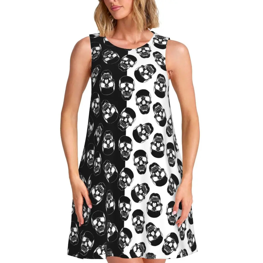 Happy Haunts Tank Dress Halloween Pumpkin Aesthetic Dresses Sleeveless Cute Dress Hot Sale O Neck Ladies Printed Clothing