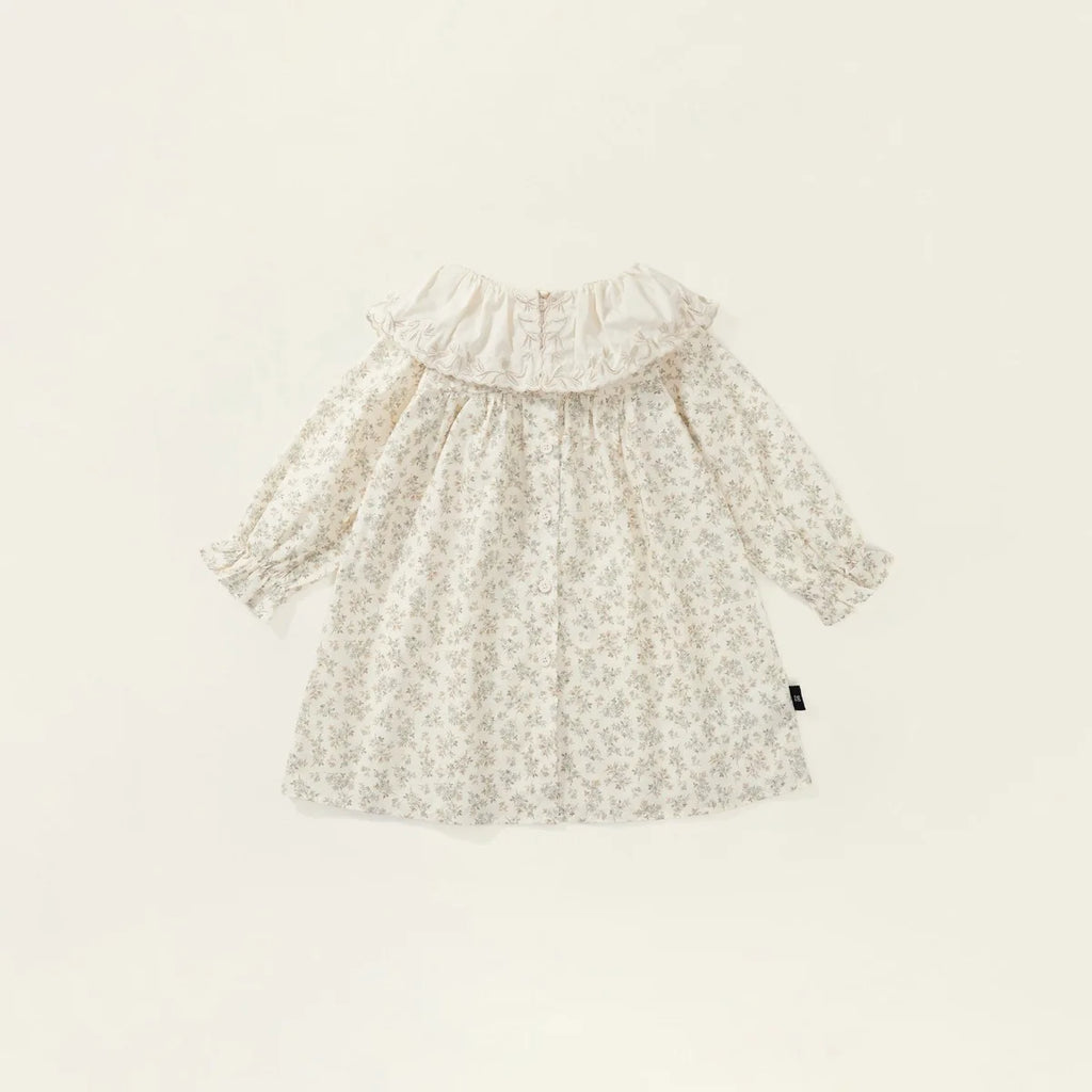 Children Girl Vintage Dress Spring Autumn Lace Turn Down Collar 2-8Y Princess Dress Fragment Flower Long Sleeve Baby Girls Dress