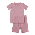 2026 Bamboo Fiber Toddler Kids Pajamas Clothes Solid Hight Elasticity Breathable Sleepwear Set For 9M-7T Boy Girl Loungewear