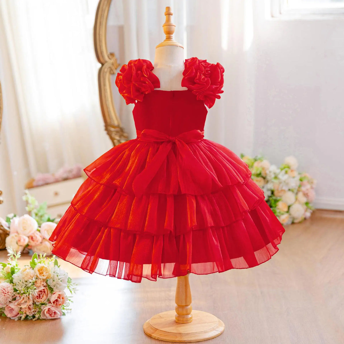 HETISO Baby Girls Summer New Version Layered Dresses Children's One Year Princess Sequined Pink Wedding Party Ball Gown 1-5Y