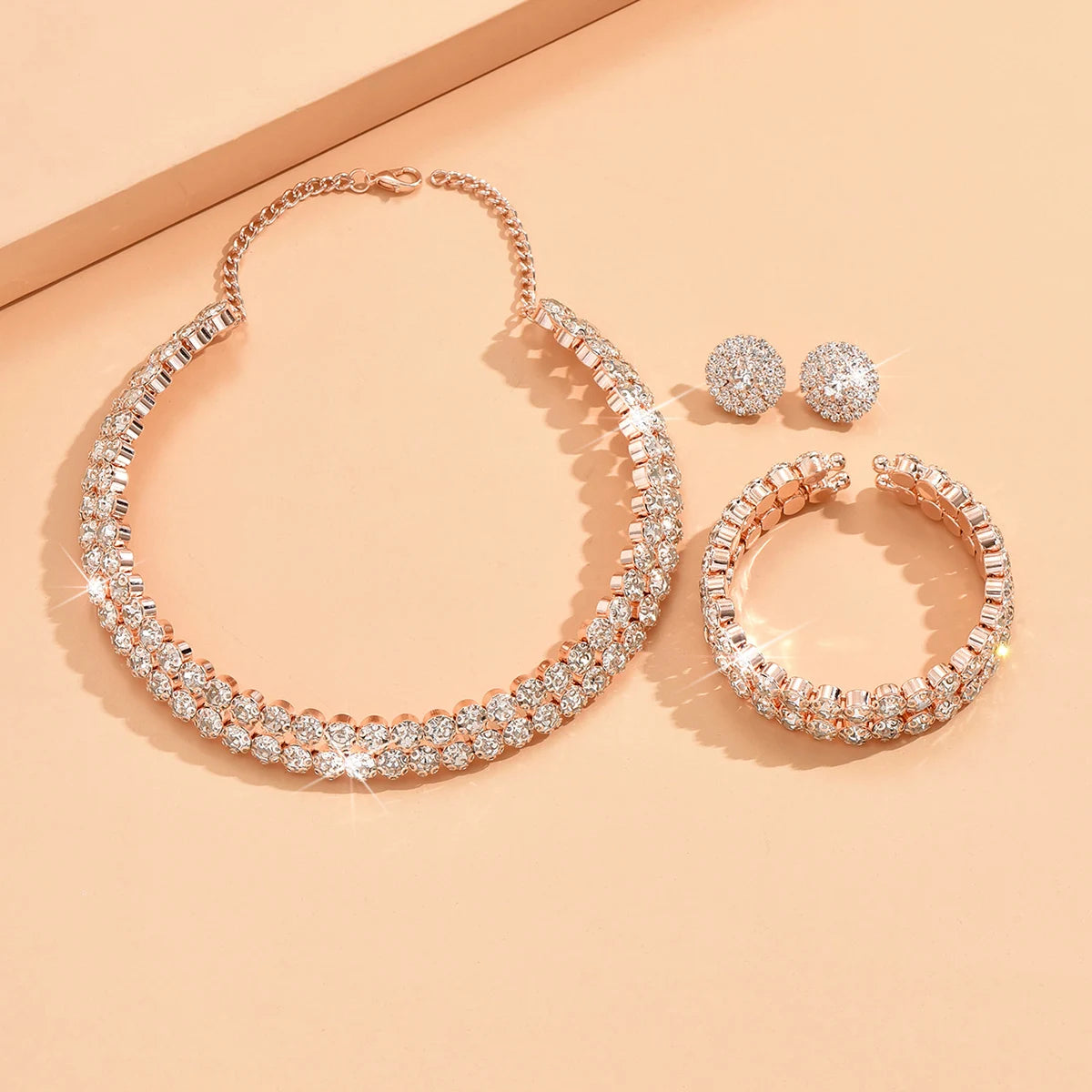 Womens Minimalist Jewelry Set 4 Piece Necklace Earrings Bracelet Set Chic Elegant Versatile Gift For Women
