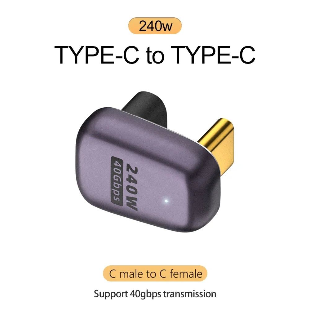 USB 4.0 PD 240W 8K USB-C Adapter – 40Gbps OTG Male to Female Connector