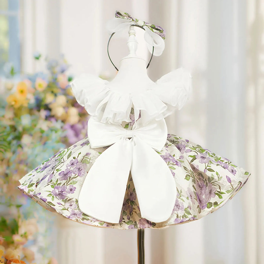Dreamy Vow D227 Lilac Flower Girl Dress Ruffle Collar Knee Length Princess Kids Gown for Wedding Birthday Festival Party Pageant