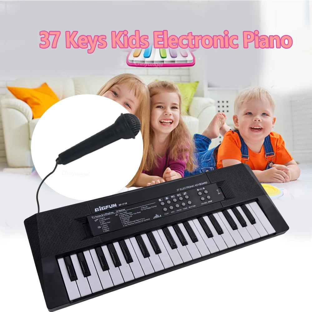 37 Keys Electronic Piano Keyboards with Microphone Rechargeable Education Toys Musical Instrument Gifts for Boys Girls