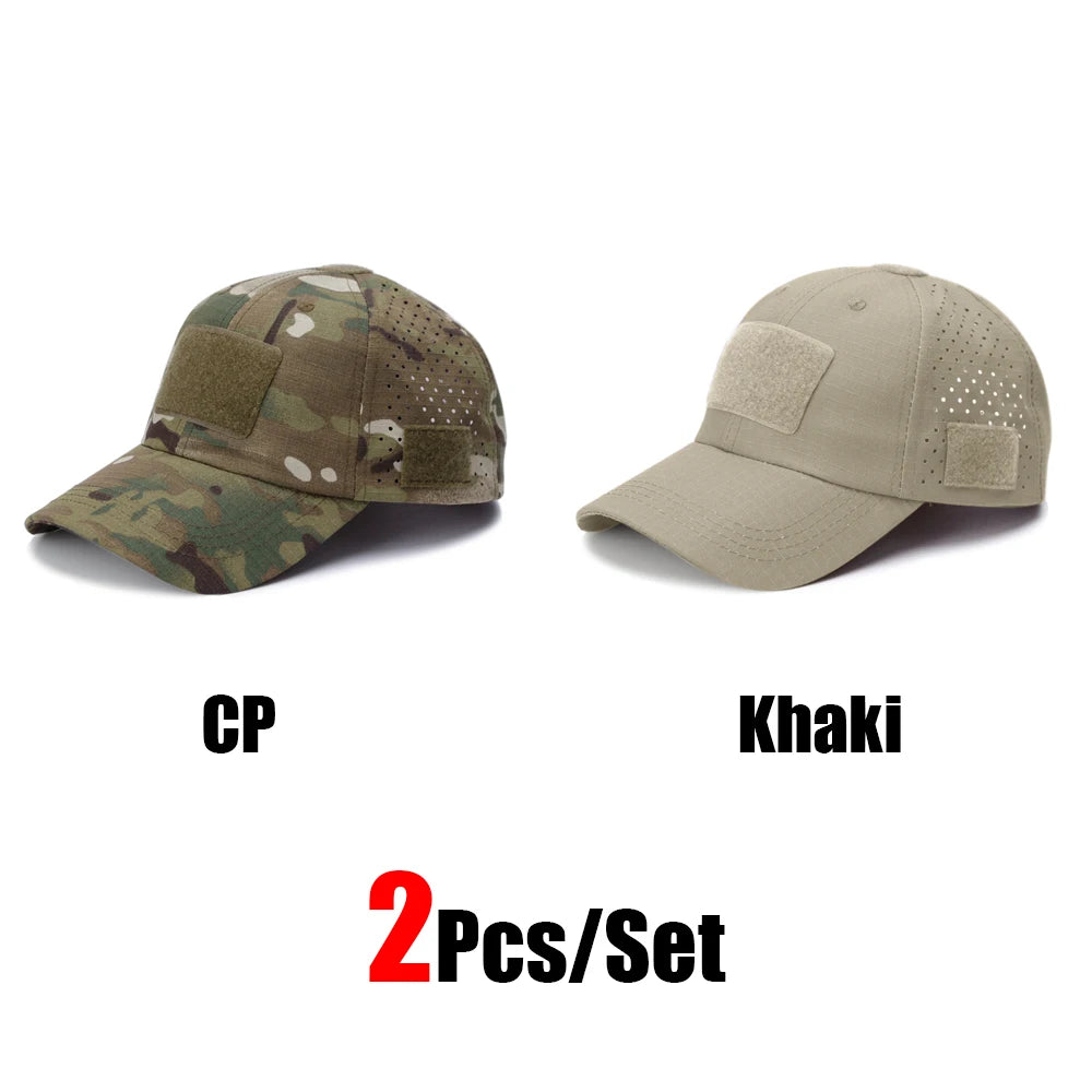 1/2Pcs New Men Camouflage Baseball Cap Breathable Sunscreen Hat Outdoor Sports Hunting Hiking Camping Beach Fishing Sun Hat