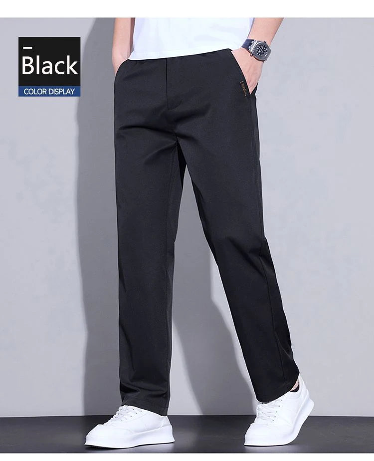 Spring Summer Thin Mens Pants Straight Business Casual Pants Ice Silk Quick Dry Breathable Korean Trousers Fashion Men Clothing