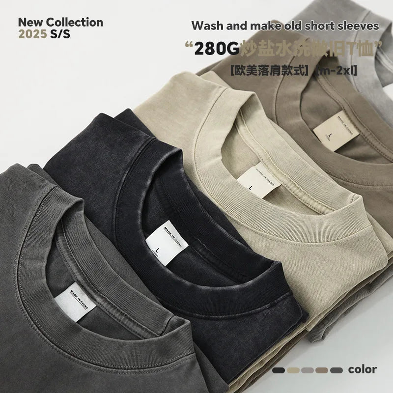 man's Summer T Shirt 2026 New Aged T-shirt short-sleeved Pure Cotton Loose short-sleeved Tshirt Men Clothing DingdianWY280