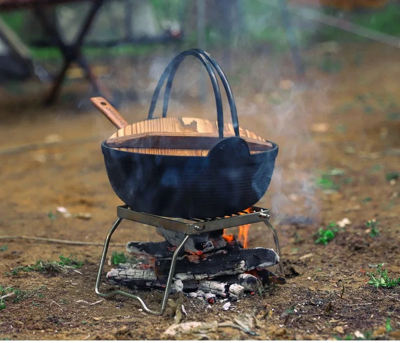 Soporte de Acero Inoxidable para Estufa Exterior, Acampada, Plegable, Mini Parrilla Portátil, Soporte para Olla, Bandeja para Horno