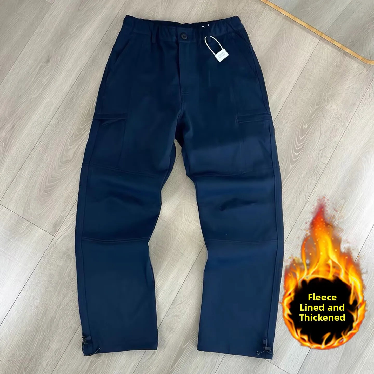 Outdoor Workwear Pants Men'S Loose Fleece Lined Thick Soft Hiking Mountain Climbing Windproof Waterproof Jacket Pants