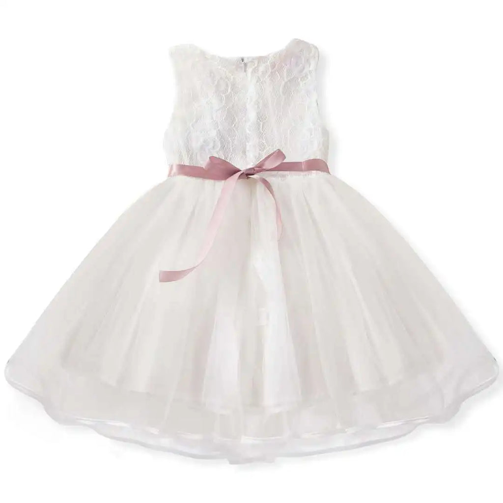 Sleeveless Baby Kids Lace Mesh Dresses for Children's Wedding Party Clothing Princess Girls Flowers Dress