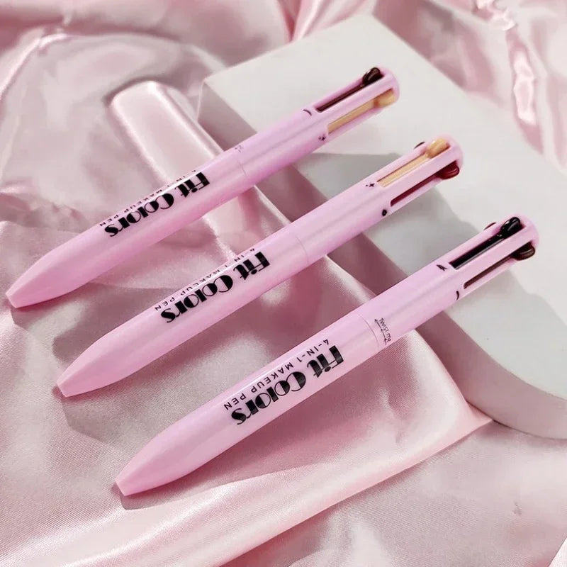 4-in-1 Makeup Pen Eyebrow Pencil, Eyeliner, Lip Liner, Highlighter Eyeshadow Pen Multi-functional 4-color Set Counter Makeup Pen