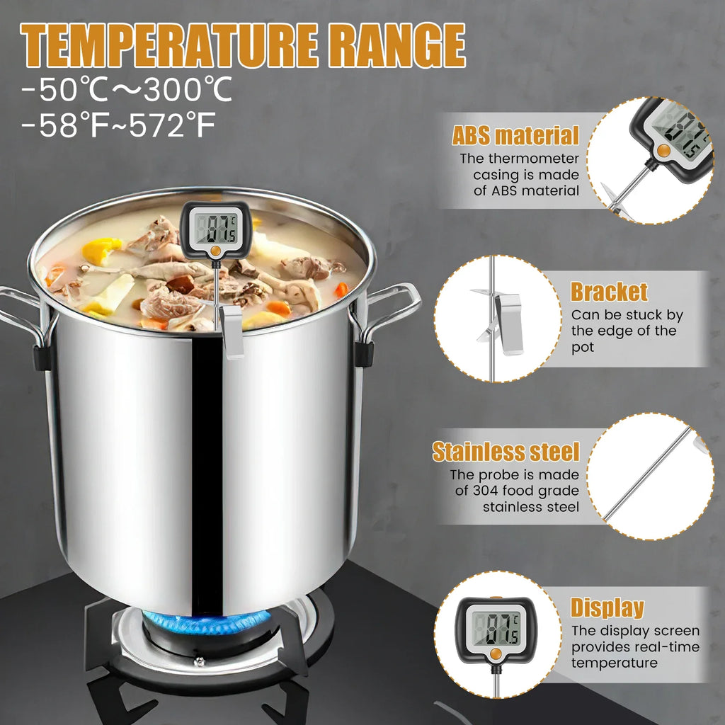 Food Thermometer Digital Real-Time Reading Meat And Beverage Thermometer With LCD Display 180 Degree Rotating Kitchen Thermomet