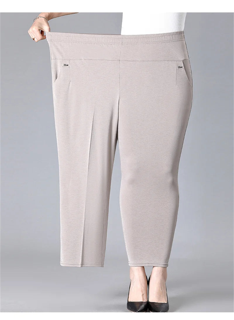 Middle Aged Women'S'S Pants 2026 New Summer Thin High Waiste Elastic Loose Straight Pants Female Casual Trousers 5Xl 6Xl 7Xl 8Xl