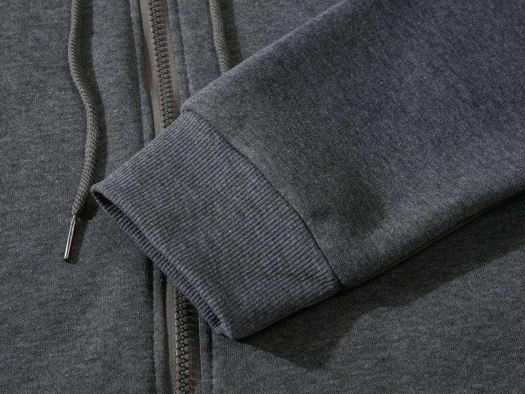 2026 Trendy Fashion Sportswear Coat Front Pocket Warm Zipper Jacket Men's and Women's Autumn/Winter Solid Color Open Hoodie