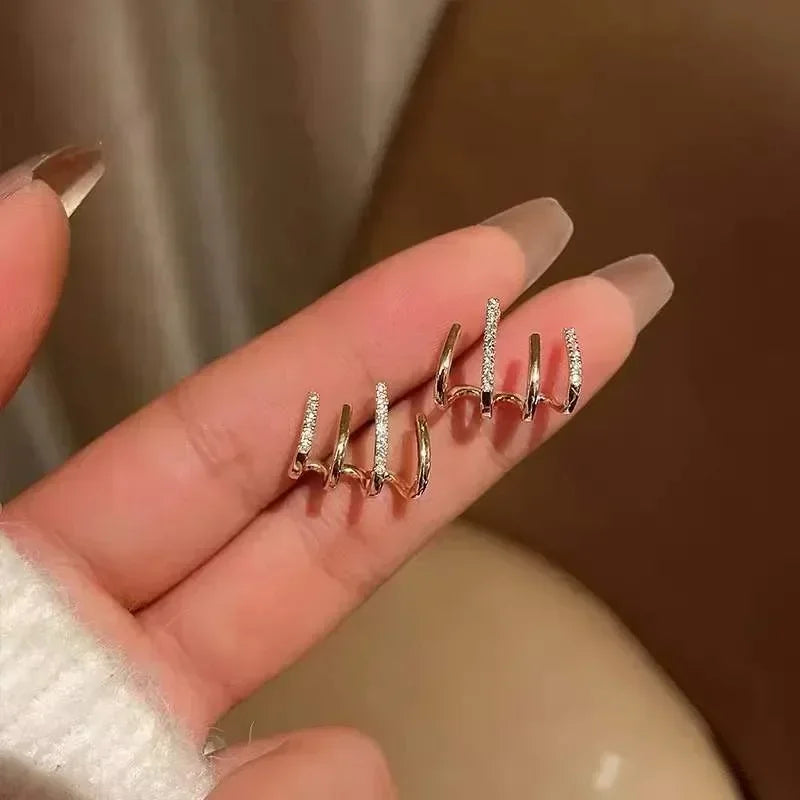 2026 New Shiny Four Claws Stud Earrings For Women'S Korean Rhinestone Zircon Earring Girls Birthday Wedding Fashion Jewelry