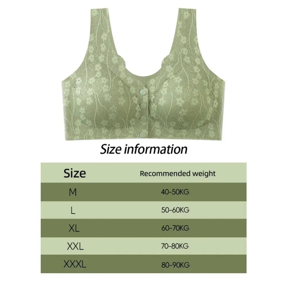 Without Steel Ring Sexy Lace Underwear Comfortable Thin Tank Top Bra Wireless Floral Printed Bras for Older Women Seniors
