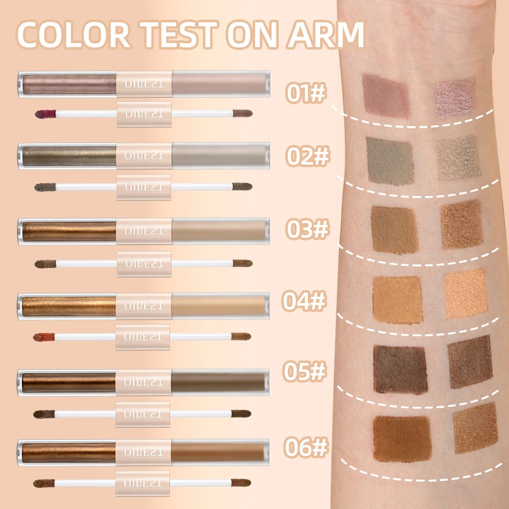 Qibest Double End Glitter Matte Eye Shadow Stick Pencil Eyeshadow Makeup Waterproof Bicolor Shimmer Cosmetics Beauty Makeup Tool
