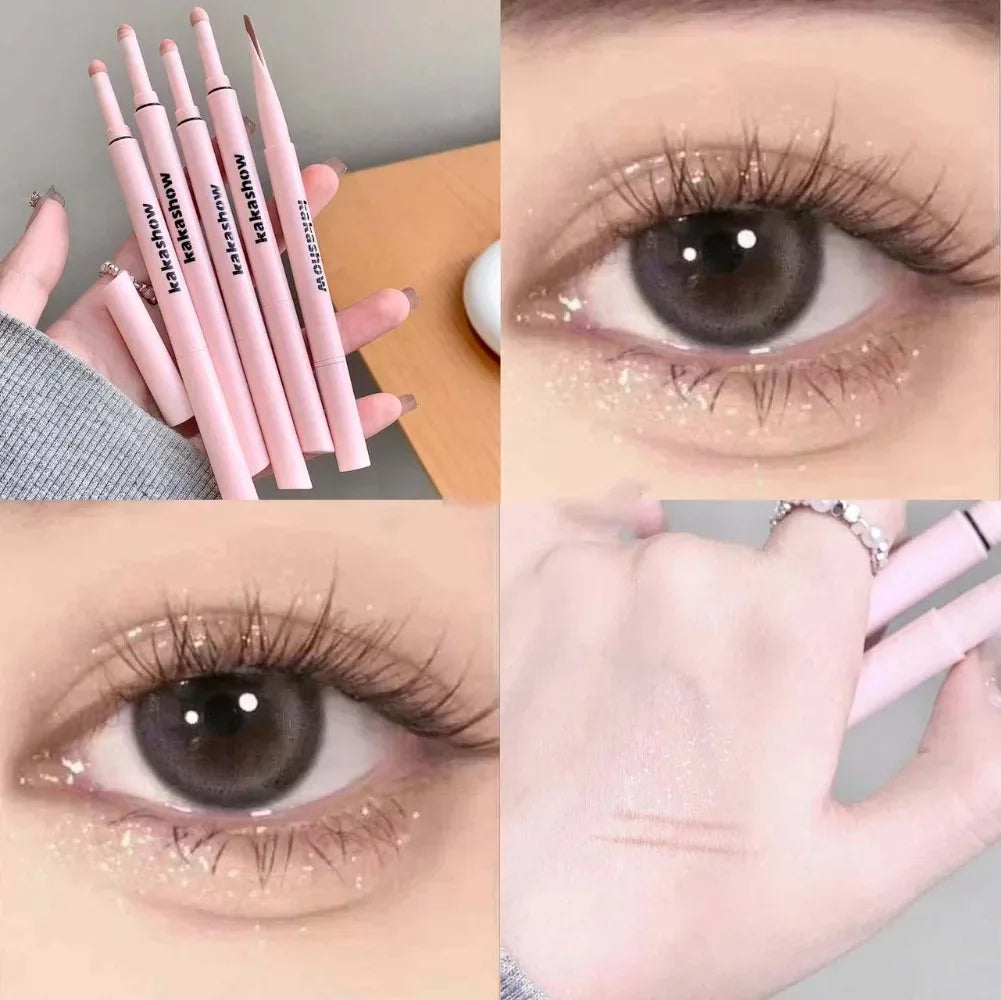 Dual End Glitter Matte Aegyosal Pen Brightening Highlight & Shadow Stick Eye Makeup Lying Silkworm Eyeliner Gel Pencil 애교살 펜