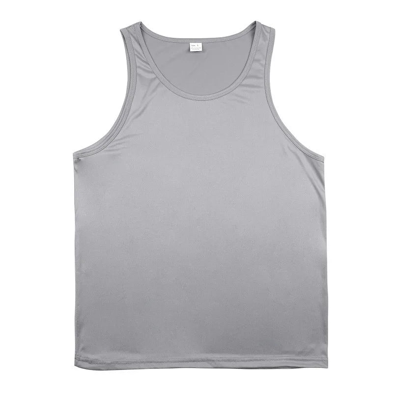 Men's Gym Sports Tank Top Muscle Aesthetic Dry Fast Workwear Polyester Fiber Summer Sport Fit Style Solid Color round Neck
