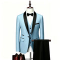 US Size XXS-3XL Men's 3 Piece Tuxedo Suit Set, Black Satin Shawl Lapel Slim Fit Blazer Vest Pants for Wedding Groom Party Prom