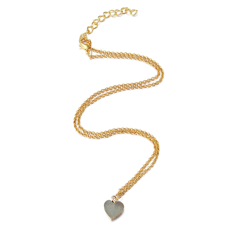 Romantic Peach Heart Necklace Resin Pendant On Stainless Steel Chain For Her Colorful Love Gift