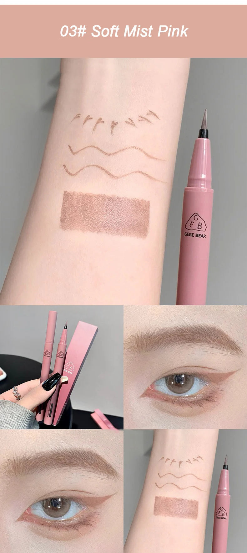 Waterproof Quick Dry Liquid Eyeliner Pen Ultra-fine Matte Black Brown Lasting Lying Silkworm Eyeliner Pencil Natural Eyes Makeup