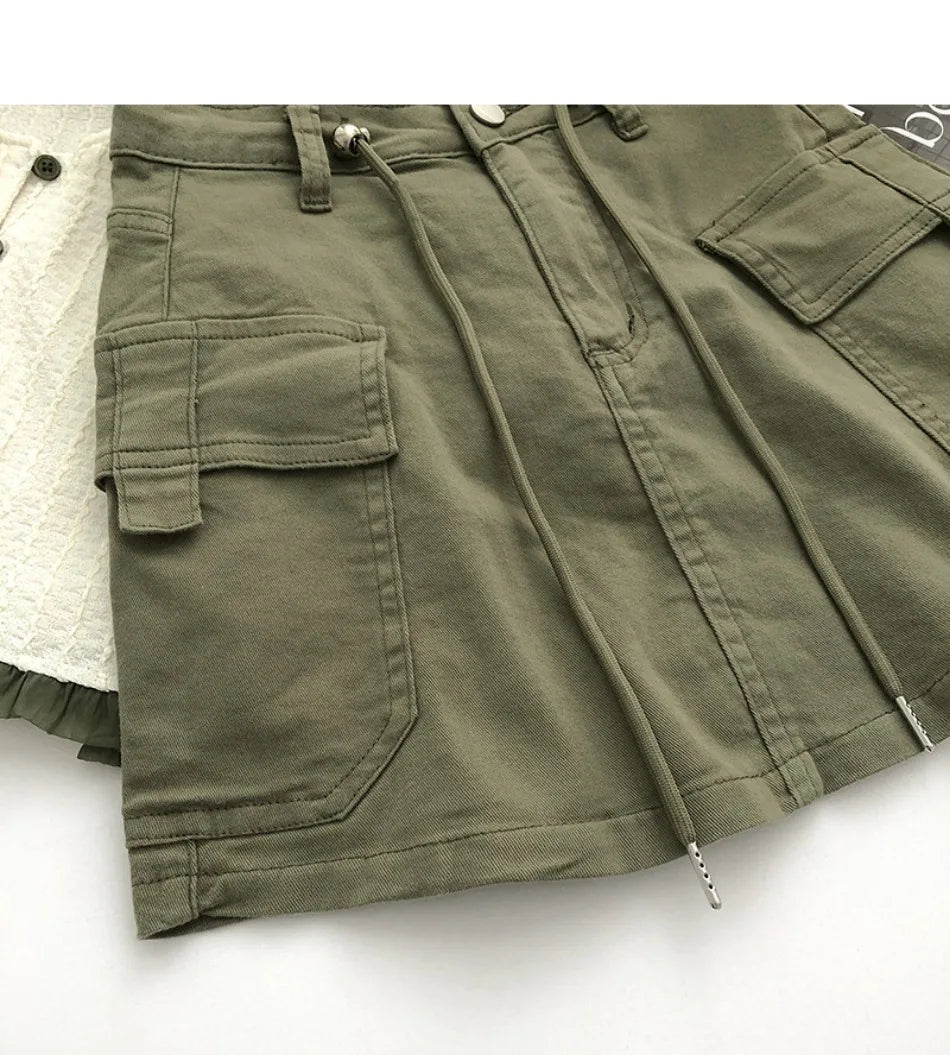 New in Women Summer Drawstring High Waist Denim Package Hip Half-body Skirt Korean Fashion Vintage Versatile Skirt Women Clothes