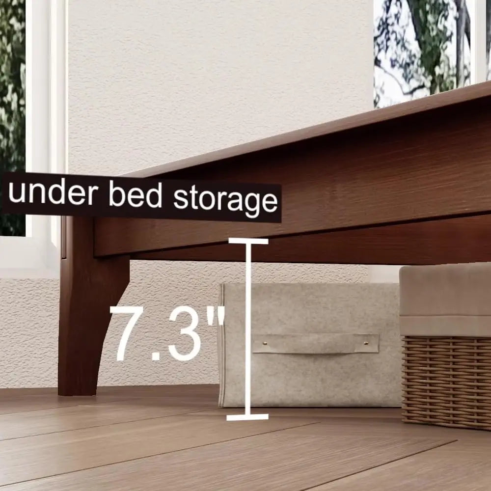 Mid-Century Bamboo Platform Bed, Queen Size Bed Frame with Wood Slat Support, No Box Spring Needed, Easy Tool-Free, Customized