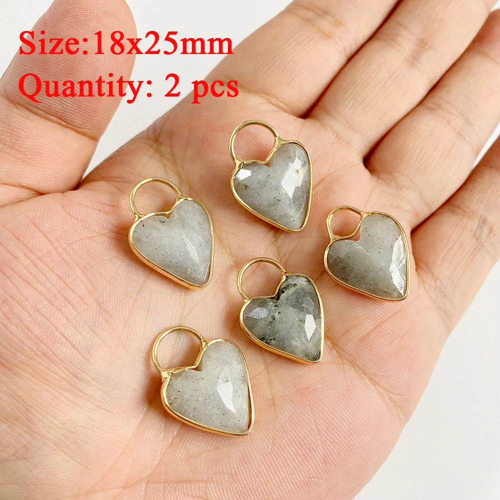 2PCS Natural Labradorite Stone Pendant - Irregular Jewelry Charm