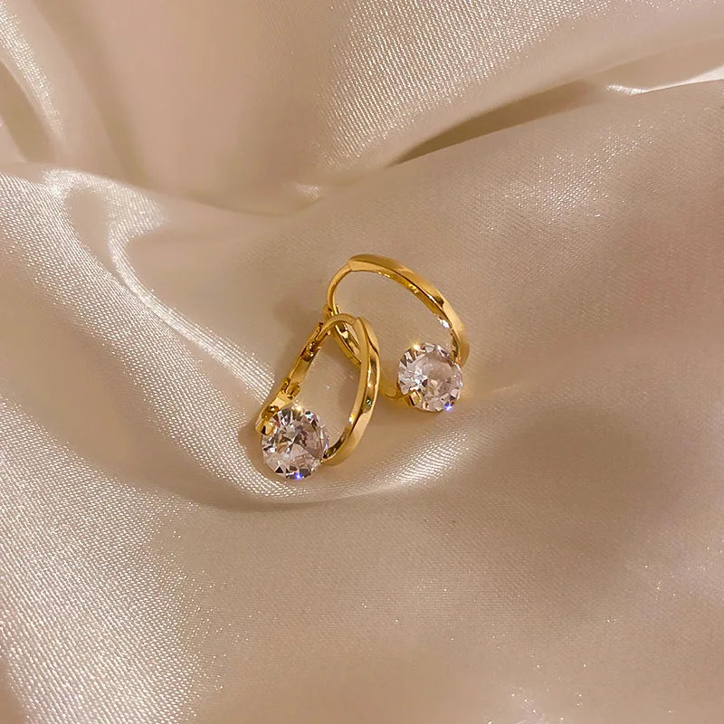 Korean Fashion Zircon Drop Earrings For Women'S Jewelry 2026 Trending New Luxury Women'S'S Geometric Hoop Earrings Pendientes Gifts