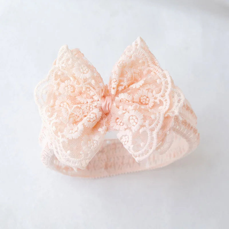 White Lace Bow Baby Headbands for Girl Cute Bowknot Hair Band Elastic Infant Turban Newborn Headwear Baby Hair Accessories 머리띠