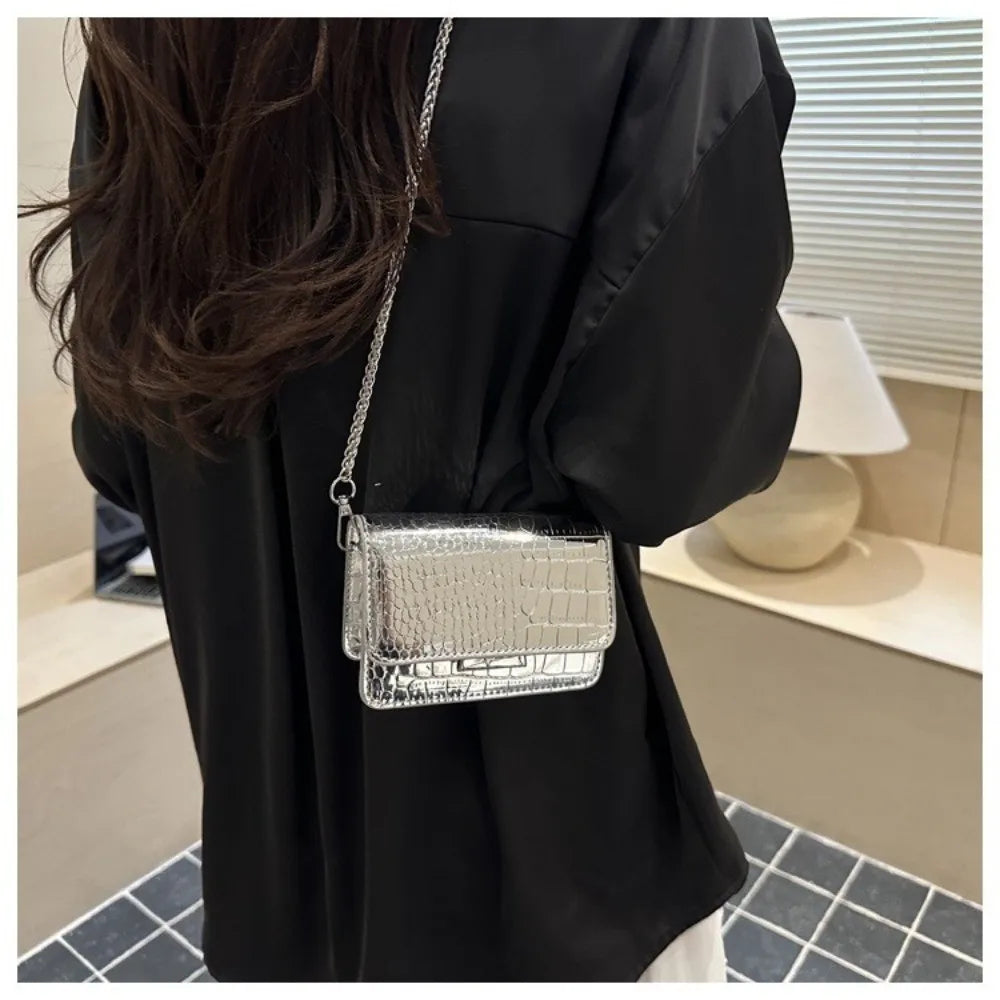 Fashionable Chain Strap Square Bag Solid Color PU Leather Crossbody Bag Tote Bag Women