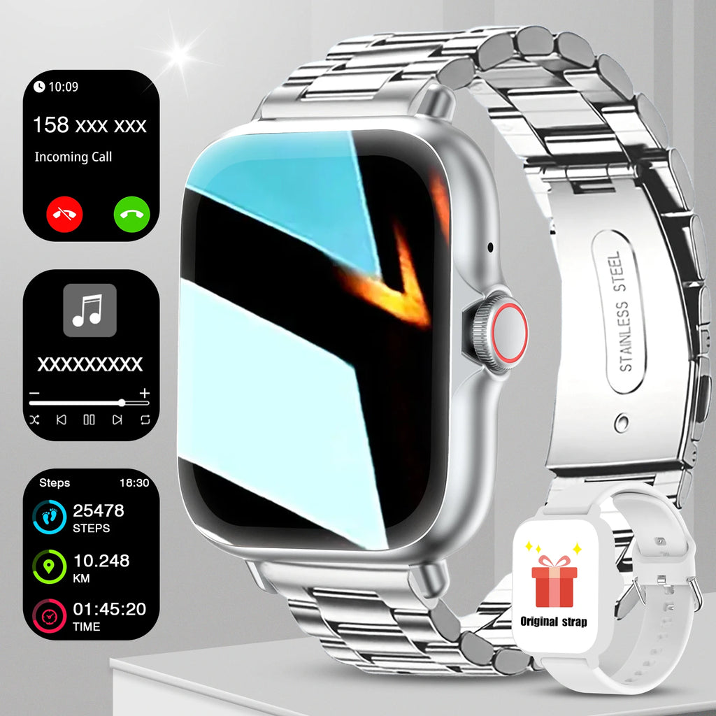 1.83" Touch Screen Smart Watch - Wireless Calling, Silicone Band
