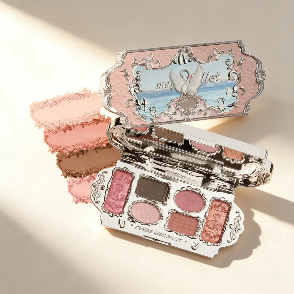 Six Color Swan Eye Shadow Trim Blush Highlights a Multi-Purpose, Diverse Style, Natural Makeup, Portable, Integrated Makeup Syst