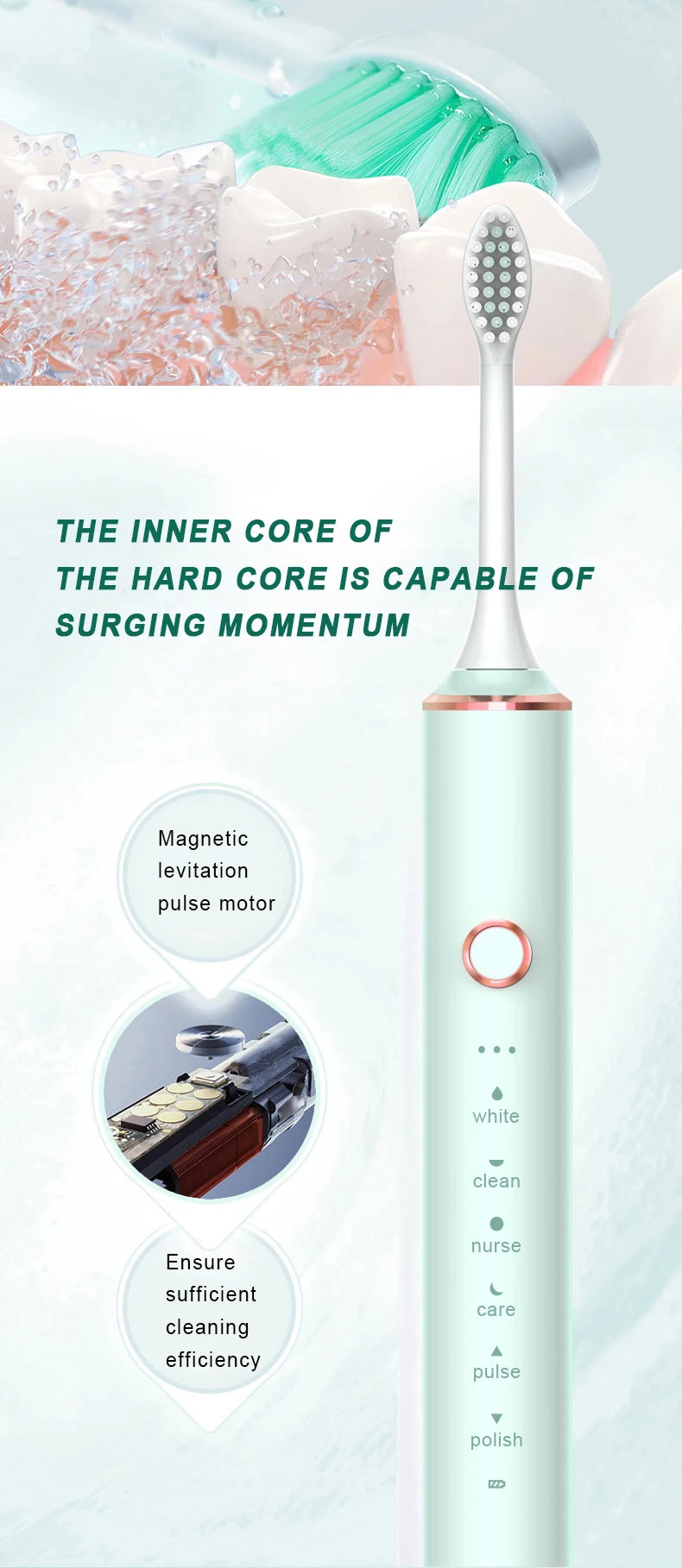 USB Fast Charging Sonic Electric Toothbrush with Smart Timer Rechargeable Adult Toothbrush Set Includes Replacement Heads