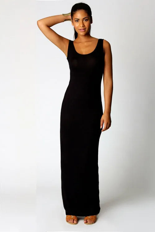 Sexy Solid Color Slim Bodycon Long Maxi Dress Women Elegant Sleeveless Skinny Dress Club Party Vestidos