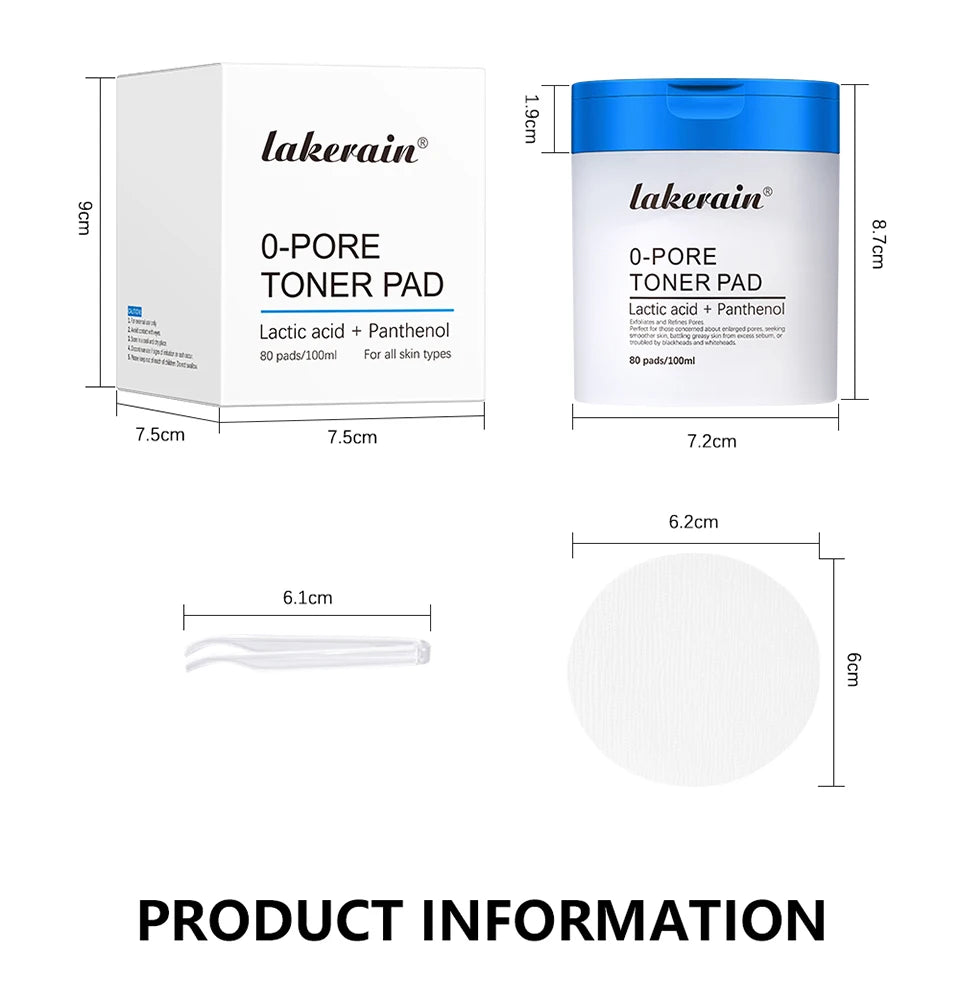 Lakerain 2Pcs Set 0-Pore Toner Pad & Salmon PDRN Pink Peptide Facial Serum Deep Moisturizing Glow Korean Facial Skin Care Kit
