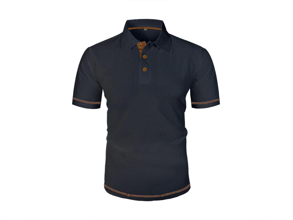 Summer ice silk lapel men's short-sleeved T-shirt men's clothing top