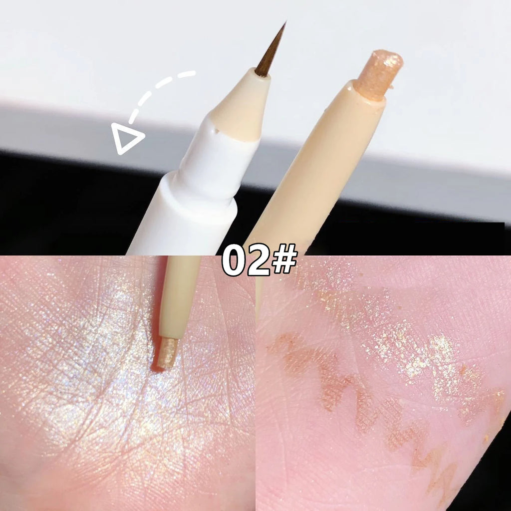 2 In 1 Liquid Eye Liner Shadow Pen Ultra Glitter Eyeliner Pencil Lasting Korean Eyes Makeup High Gloss Pigment Silkworm Gel Pen