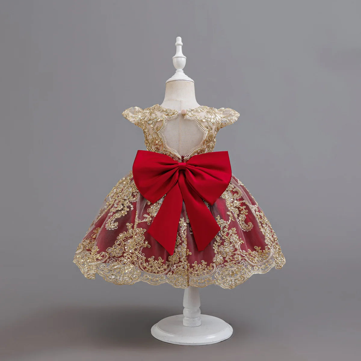 HETISO Children's Dress Princess Embroidery Lace Flower Girls Holiday Party Ball Gown Little Kids Summer Costume 1-6Y