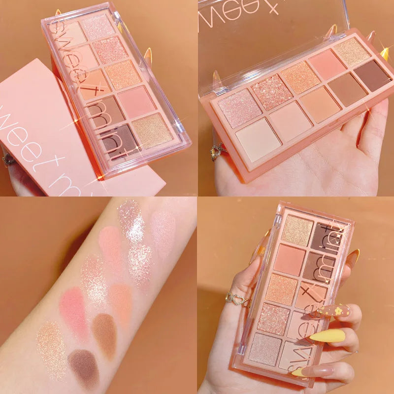 10 Color Eyeshadow Palette Matte Pearl Fine Shining Pumpkin Tea Milk Earth Color Eye Shadow Tray Makeup Pigment Korean Cosmetics