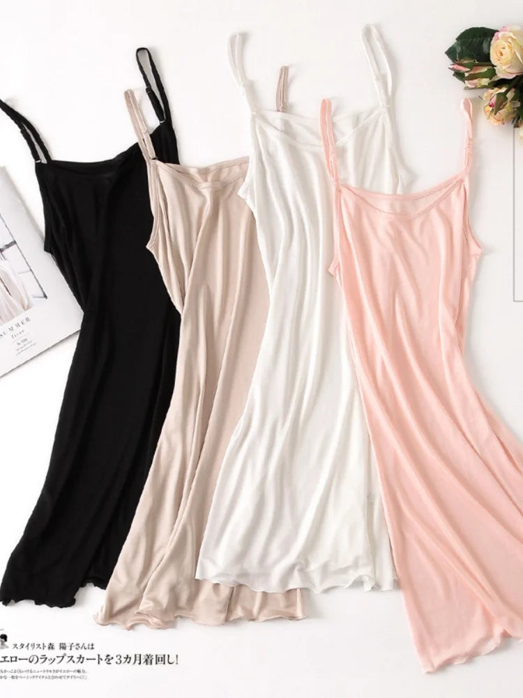 Winsleter, 23%Silk 77%Viscose Petticoat, Women Intimates Sexy Slip Dress, Solid Minimalist Nightgown Skirt 2026 Spring P62942JF
