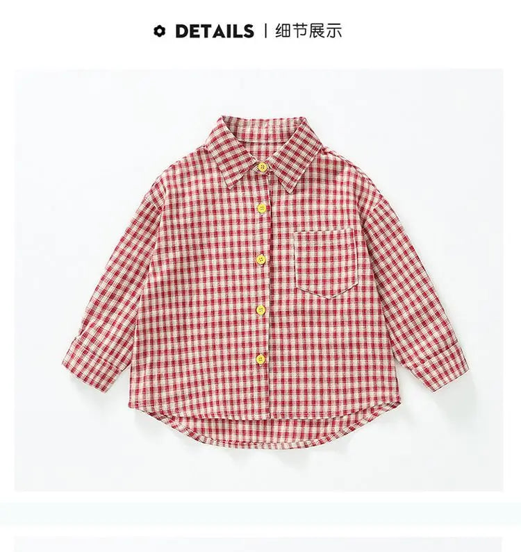 OUOBOUOKID Children's Unisex Cotton Long Sleeve Shirt - Solid Color