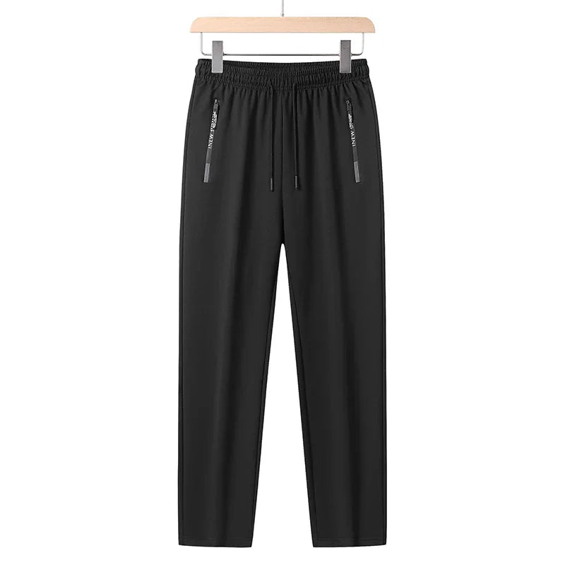 Summer Big Size Men'S Pant Drawstring Stretch Sport Jogger Trouser Male Plus Large Fit Zip Pocket 4Xl 5Xl 6Xl 7Xl 8Xl Grey Black