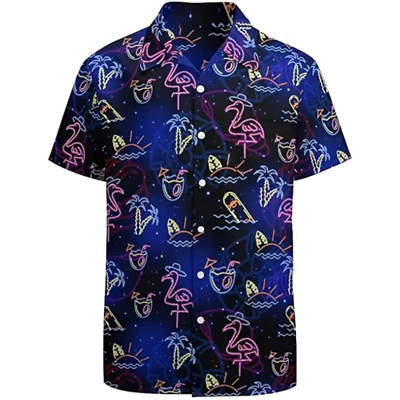 Men's Hawaiian Casual Shirt - Short Sleeve 3D Print Fluorescent