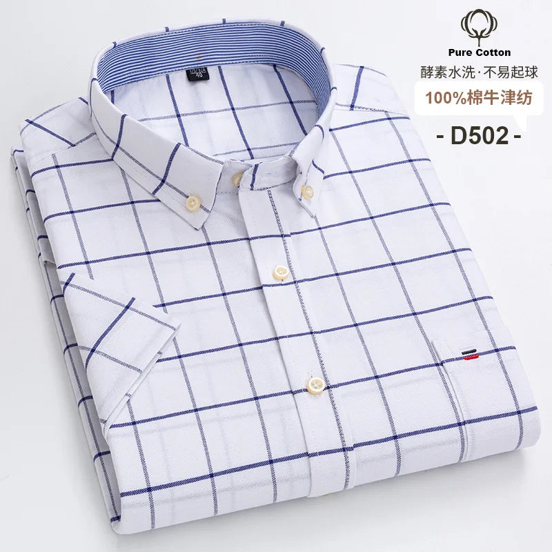 Men's Casual Short Sleeve Shirt - 100% Cotton Classic Fit 7XL