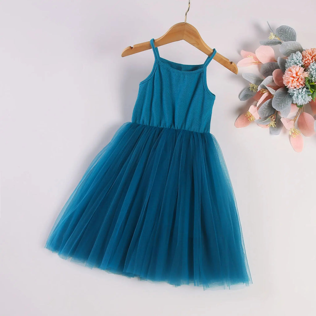 Girls Ribbed Tulle Dress - Sleeveless Princess Gown with Layered Skirt for Toddlers Party Dress for Kids Girl Girls Clothes
